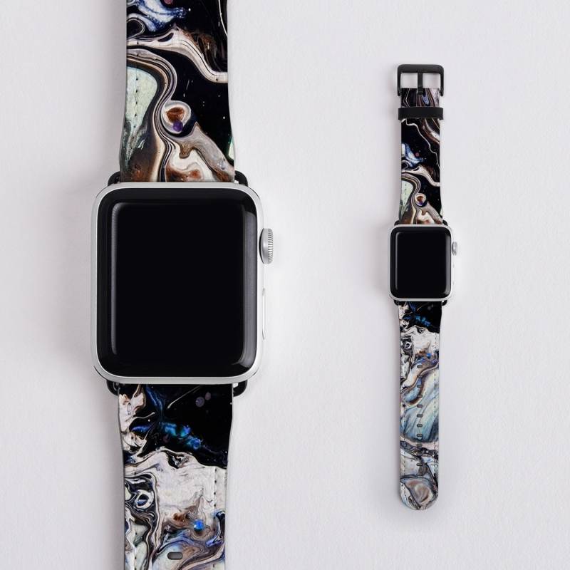 Marmor Ink Swirl Apple Uhrenarmband Vegan Lederarmband Marmor Ink Swirl Apple Uhrenarmband Vegan Lederarmband von IrieCases