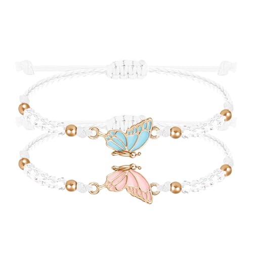 Irikdescia 2 Stück Einstellbare Schmetterlingsarmbänder BFF Armband Damen, Freundschaftsarmbänder, Schmetterling-Matching Bracelets für Freund Geschenke von Irikdescia