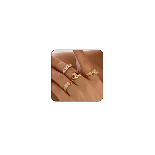 Irikdescia 4 Stück Schmuckringe, Elegante Y2K Schmuck Ringe Frauen, Gold Set Stapelbare Vintage Ringe, Gothic Accessoires Grunge Schmuck Ringe, Statement Ringe Irikdescia 4 Stück Schmuckringe, Elegante Y2K Schmuck Ringe Frauen, Gold Set Stapelbare Vintage Ringe, Gothic Accessoires Grunge Schmuck Ringe, Statement Ringe von Irikdescia