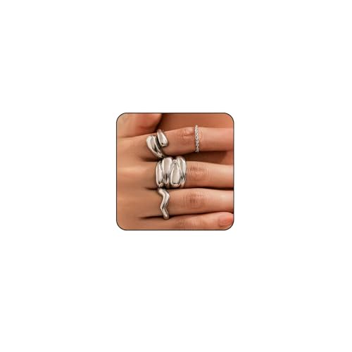 Irikdescia Dicke Goldringe Frauen, Zarte Silber Ringe, Stapelbare Ringe, Statement Ringe, Vintage Schmuck, Y2K Schmuck, Chunky Silber Beschichtet Ringe Frauen Set Irikdescia Dicke Goldringe Frauen, Zarte Silber Ringe, Stapelbare Ringe, Statement Ringe, Vintage Schmuck, Y2K Schmuck, Chunky Silber Beschichtet Ringe Frauen Set von Irikdescia