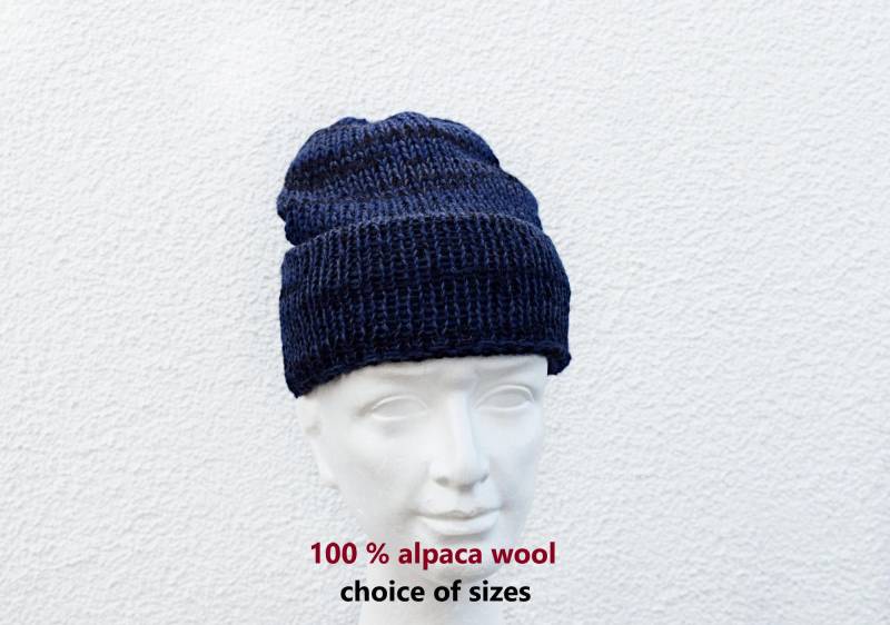 Alpaca Beanie For Big Head Hat Large Heads Oversized Knit Wool Men von IrinasSTRICKMODE