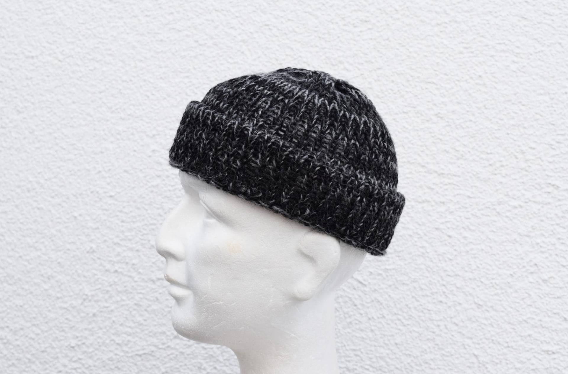 Alpaca Fisherman Beanie For Men Mens Knit Hat Winter Folded Cap Wool von IrinasSTRICKMODE