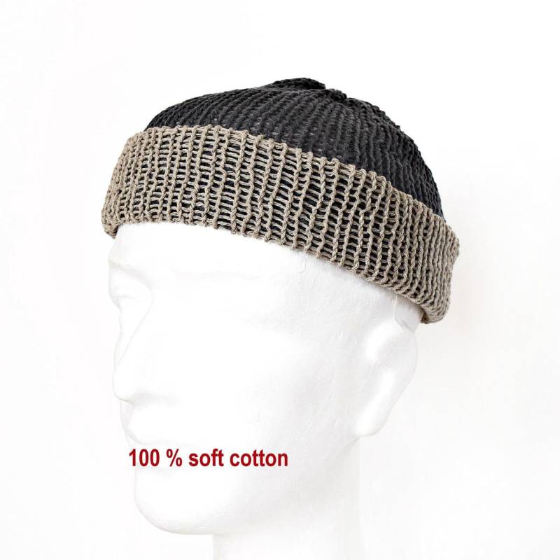 Beanie Hat For Men Mens Summer Beanie Fisherman Double Knit Skullcap Fishman Skully von IrinasSTRICKMODE