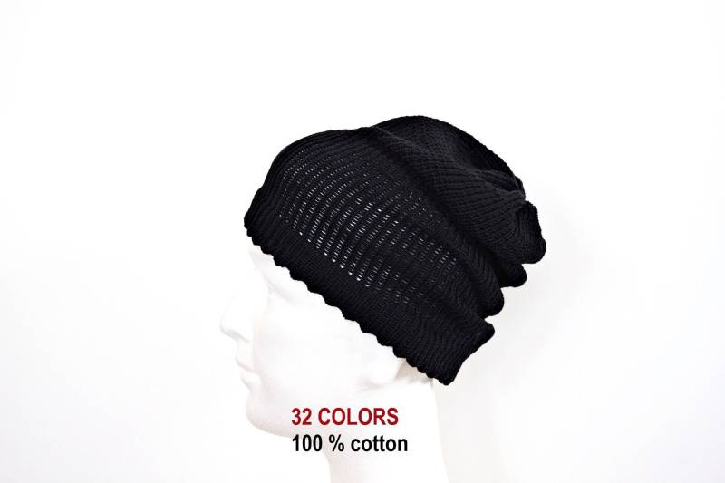 Big Head Beanie Mens Summer Knit Extra Large Hat For Men Cotton Hats Big Slouchy von IrinasSTRICKMODE