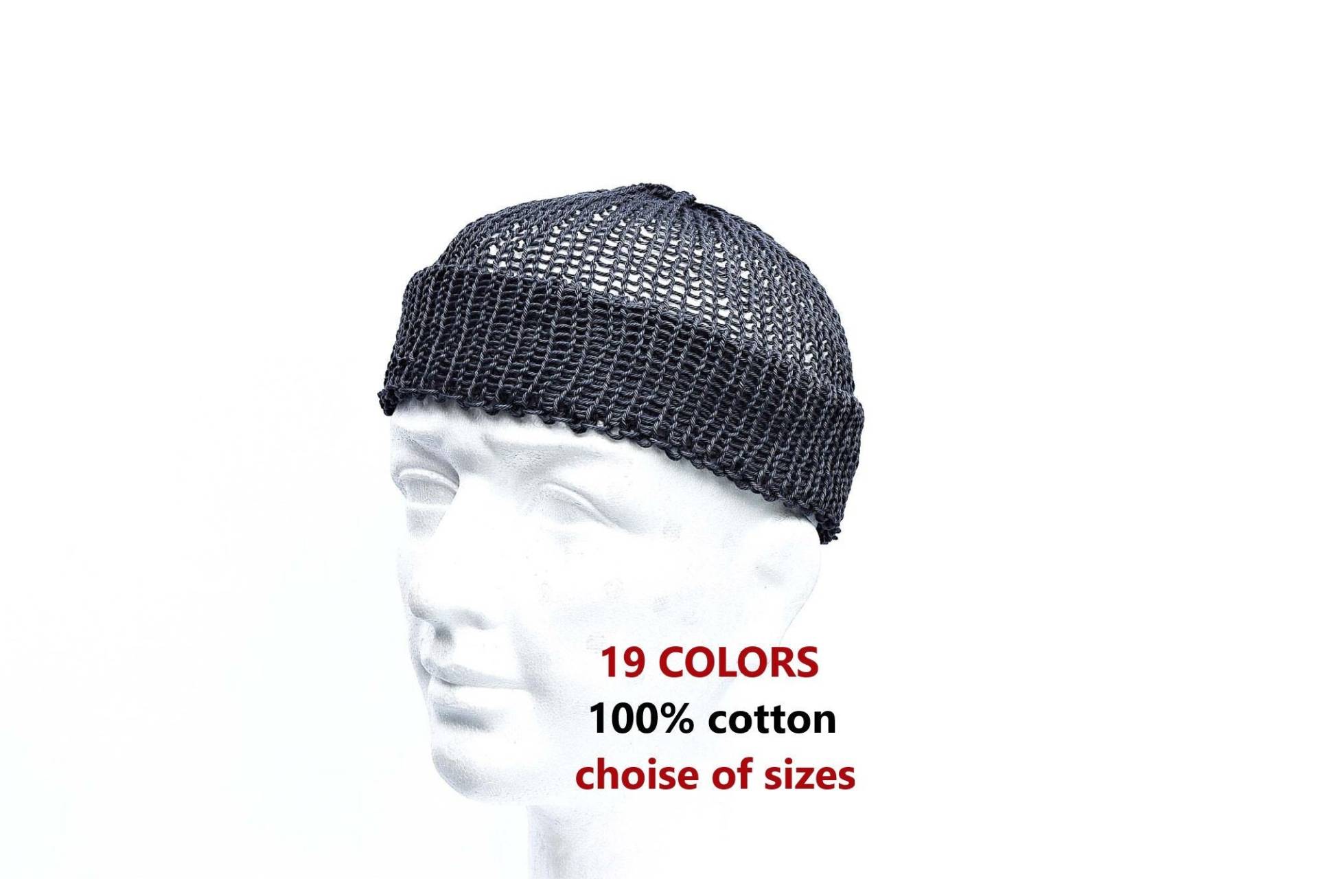 Big Head Hat, Fisherman Beanie, Beanie Hat For Men, Mens Mini Beanie, Cotton Light Men, Docker Style Hat, Short von IrinasSTRICKMODE