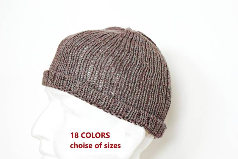 Brimless Cap Summer Docker Brimless Beanie Hat Linen Big Head von IrinasSTRICKMODE