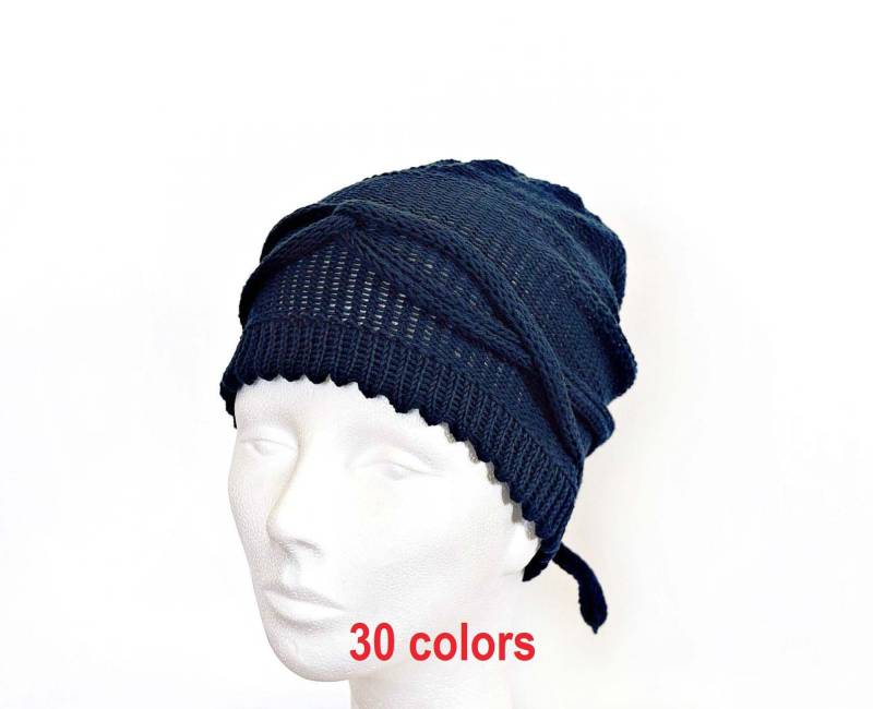 Cotton Beanie Knit Womens Adjustable Hat For Women Drawstring Cotton Woman Light Slouch Hats von IrinasSTRICKMODE
