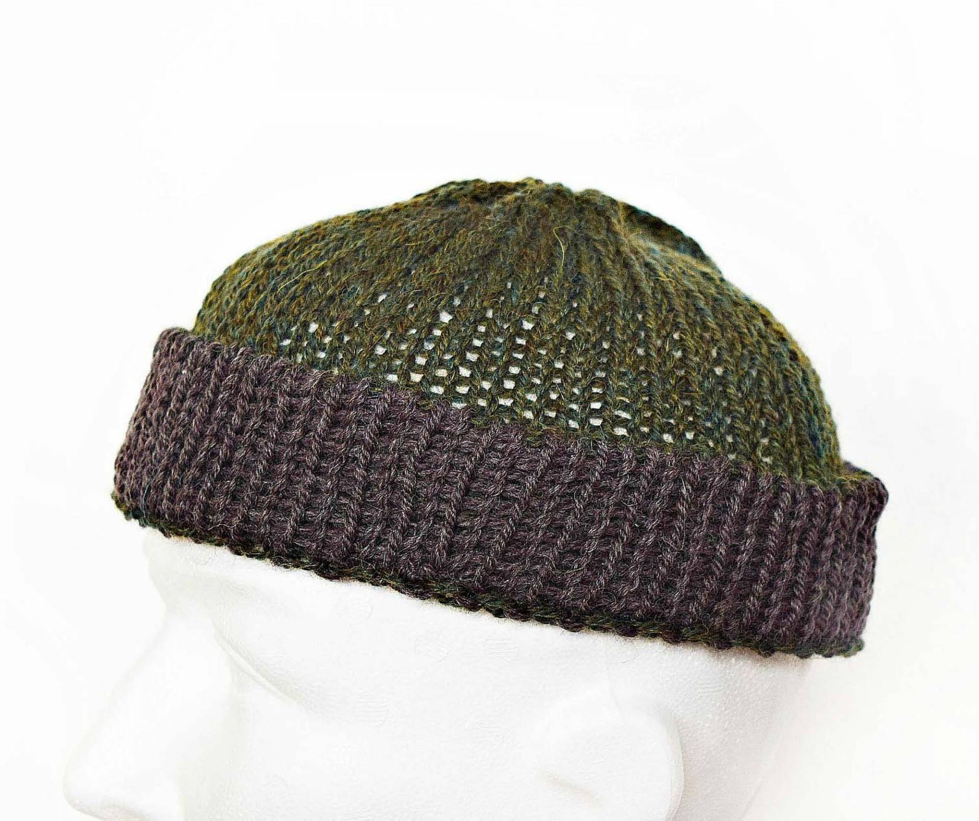 Docker Hat, Wool Trawler Hat, Brown Green Fisherman Hat , Beanie For Men, Sailor Beanie Cap, Mens Short , Wool Fisher Hat von IrinasSTRICKMODE