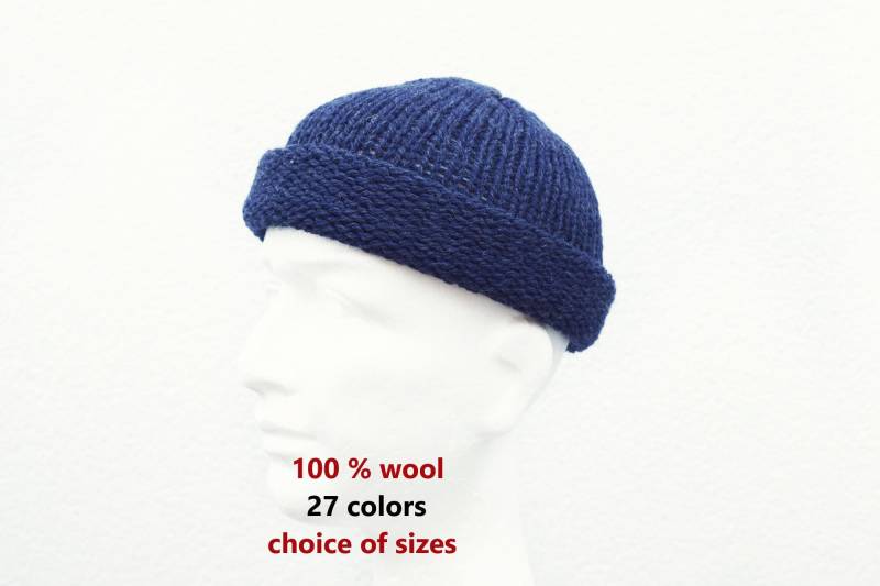 Fisherman Beanie Fisherman Wool Hat Docker Man Knit Big Head Winter Man von IrinasSTRICKMODE