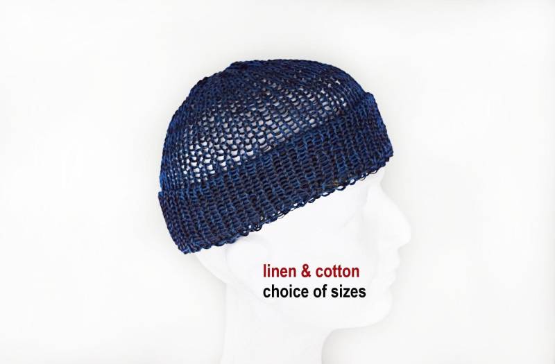 Fisherman Beanie Сotton Linen Docker Knit Cap Trawler For Men von IrinasSTRICKMODE