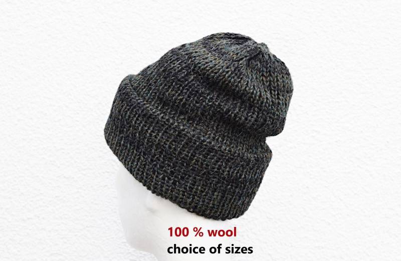 Knit Winter Hat For Big Head Wool Mens Beanie Extra Large Men Big Size von IrinasSTRICKMODE