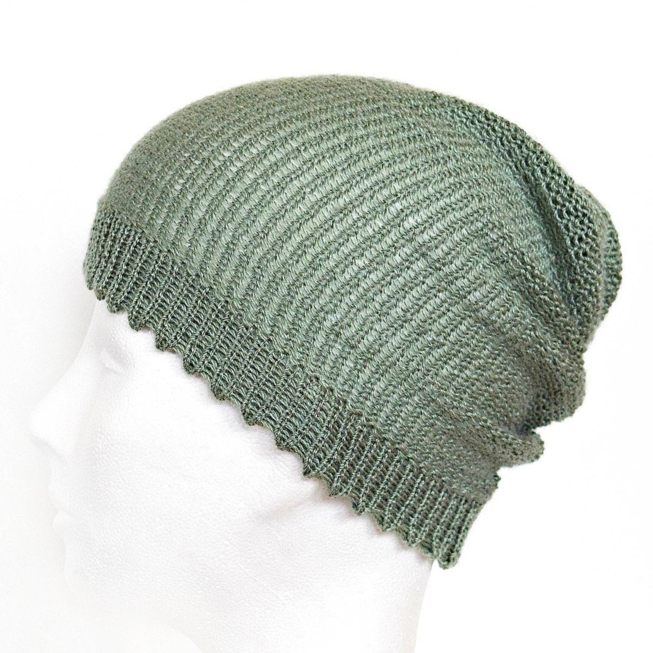 Womens Thin Beanie, Sage Green Beanie, Knit Baggy Beanie, Slouch Beanie, Light Womens Beanie von IrinasSTRICKMODE