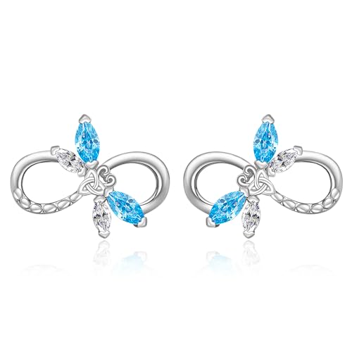 Iringnier Libellen-Ohrringe für Damen, 925er Sterlingsilber, keltischer Knoten, Unendlichkeitssymbol, Libellen-Ohrstecker, Zirkonia, Dreifaltigkeitsknoten, Triquetra, Libellen-Ohrringe, Geburtstags von Iringnier