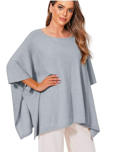 Iris Sprite Damen Pullover Poncho Elegant Poncho Schal Strick Cape Cardigan Für Frauen(Grau) von Iris Sprite
