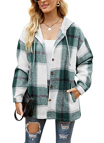 Iris Sprite Flanell Plaid Hemd für Frauen Langarm Shirts Button Down Cord Hemd Shackets, Green-02, Large von Iris Sprite