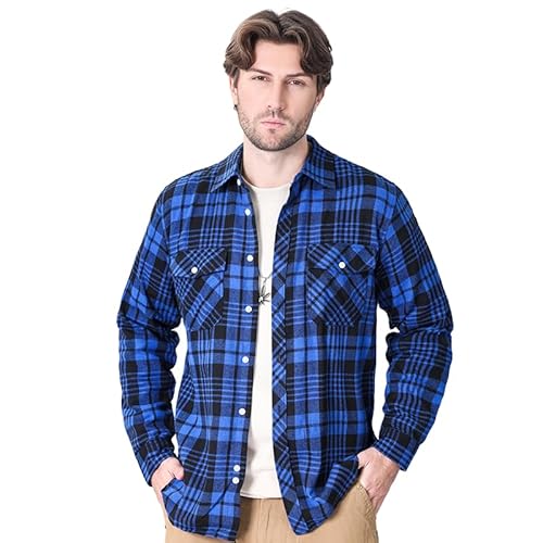 Iris Sprite Herren Hemd Kariert Flanellhemd Freizeithemd Casual Langarmshirt Holzfällerhemd(M502-Blau, M) von Iris Sprite