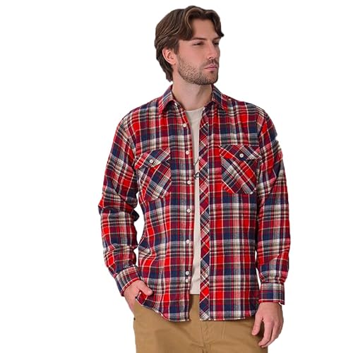 Iris Sprite Herren Hemd Kariert Flanellhemd Freizeithemd Casual Langarmshirt Holzfällerhemd(M513-Mehrfarbig Rot,M) von Iris Sprite