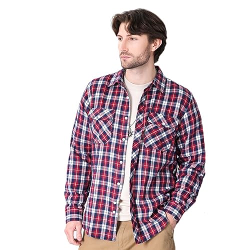Iris Sprite Herren Hemd Kariert Flanellhemd Freizeithemd Casual Langarmshirt Holzfällerhemd(M514-Rost Rot, XL) von Iris Sprite