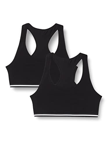 Iris & Lilly Damen Verkürztes Top aus Baumwolle, 2er-Pack, Schwarz/Weiß, 36 von Iris & Lilly