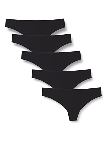 Iris & Lilly Damen Tanga-Unterwäsche Nahtlos, 5er-Pack, Schwarz, 44 von Iris & Lilly