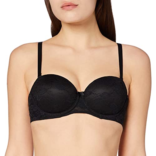 Iris & Lilly Damen Trägerloser BH Spitze, Schwarz, 80A von Iris & Lilly