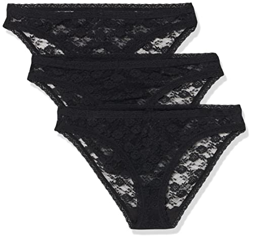 Iris & Lilly Damen Bikini-Unterwäsche Spitze, 3er-Pack, Schwarz, 36 von Iris & Lilly