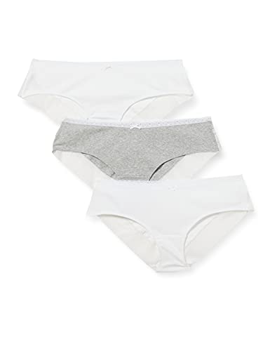 Iris & Lilly Damen Shorts aus Baumwolle, 3er-Pack, Kalkgrau/Weiß, 38 von Iris & Lilly