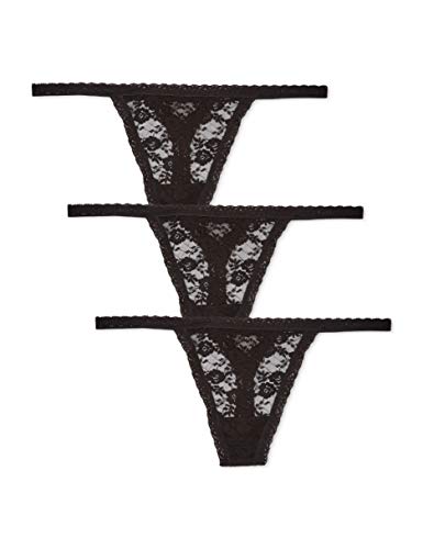 Iris & Lilly Damen G-String-Unterwäsche Spitze, 3er-Pack, Schwarz, 38 von Iris & Lilly