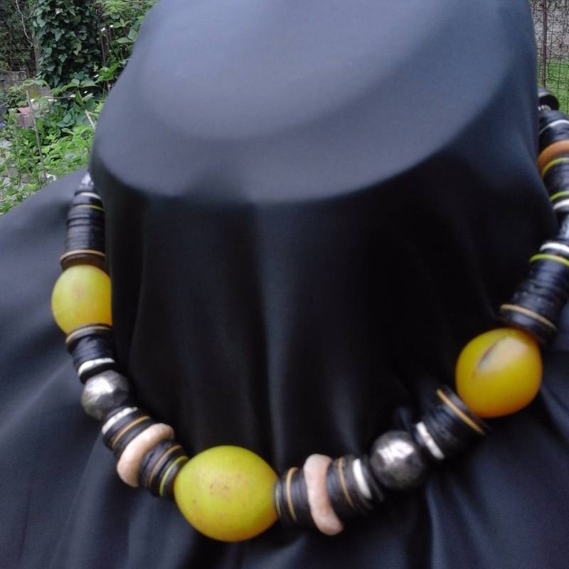 Gelb-Schwarz Glasperlen Ethnoschmuck von IrisGeschenke