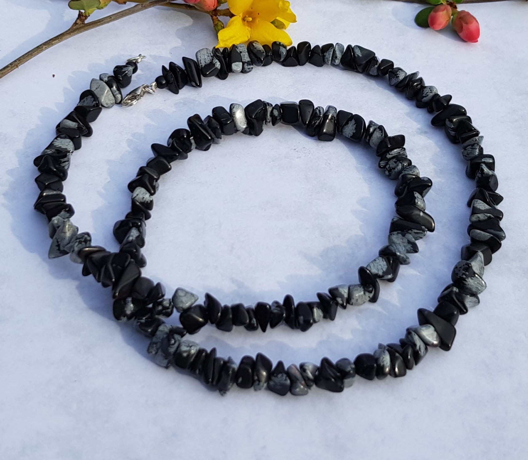 Kette 65cm Schneeflockenobsydian von IrisGeschenke