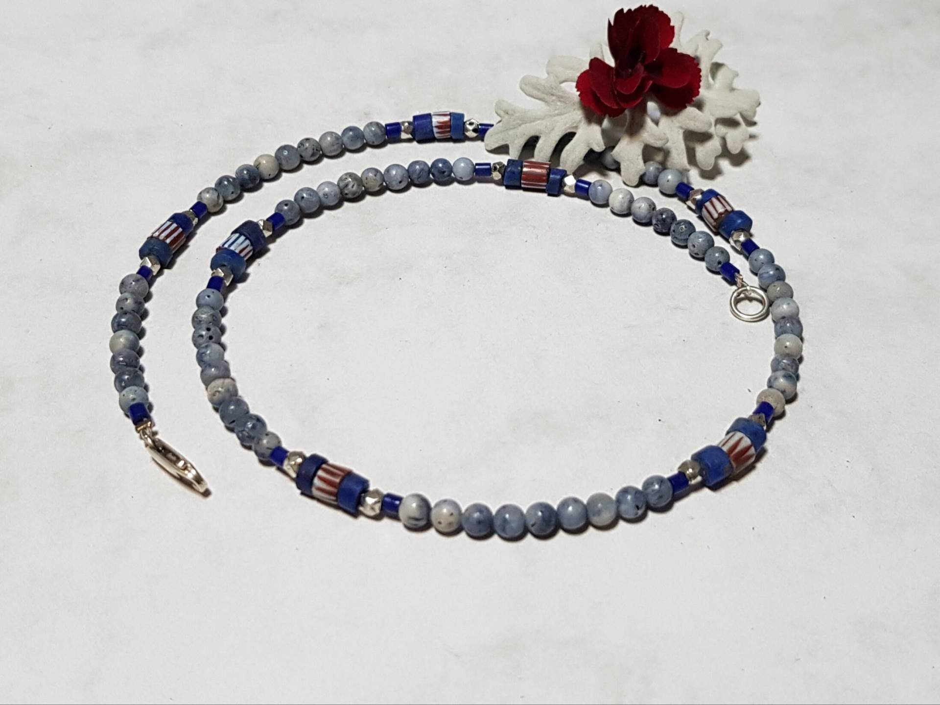 Koralle, Lapislazuli, Silber von IrisGeschenke