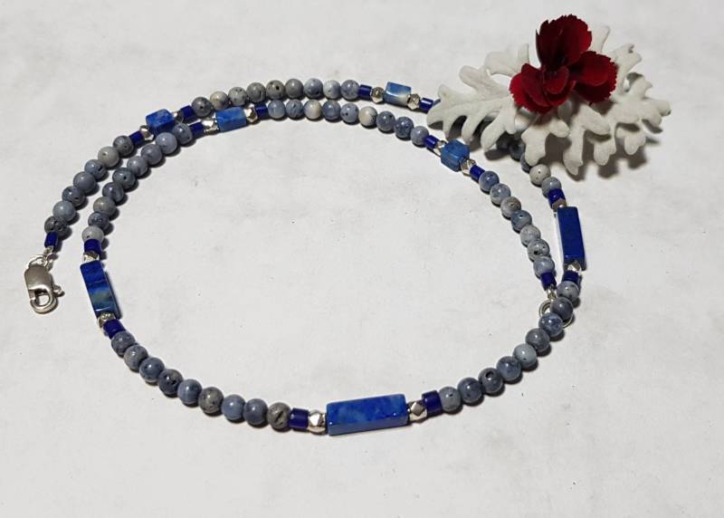 Schaumkoralle Blau, Lapislazuli, Silber von IrisGeschenke