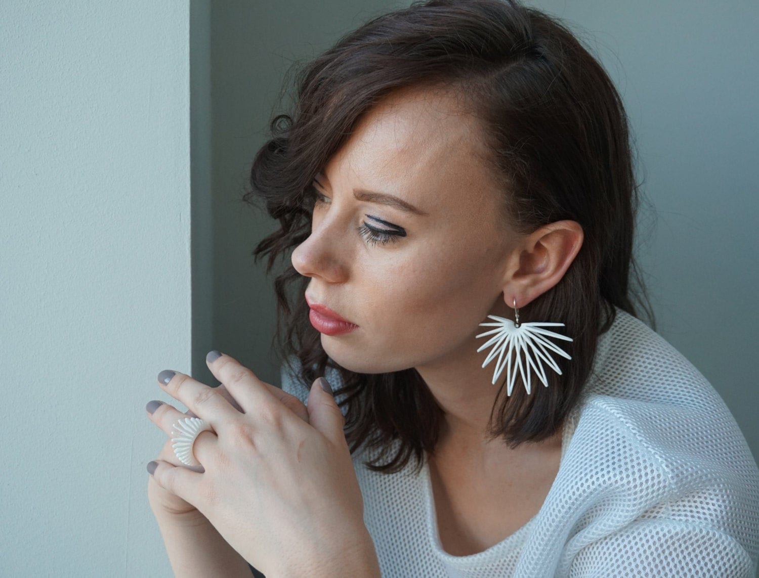 Grüne | 3D-Gedruckter Ring - Weiß von IrisVanHulst