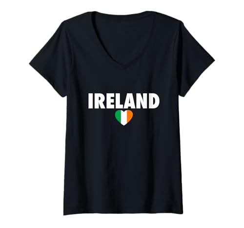 Damen Ireland Irland Irische Flagge Stolzer Ire T-Shirt mit V-Ausschnitt von Irische Wurzeln Éire Stolz Irland Geschenke