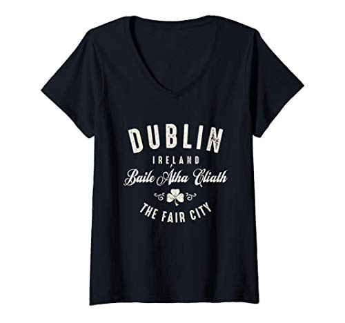 Damen Dublin Irland St. Patrick's Day Cool T-Shirt mit V-Ausschnitt von Irischer Kleeblattkult