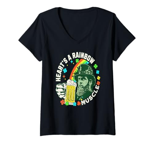 Damen Herz ist EIN Regenbogen Lustiger Bierwitz Muskel T-Shirt mit V-Ausschnitt Damen Herz ist EIN Regenbogen Lustiger Bierwitz Muskel T-Shirt mit V-Ausschnitt von Irischer Kneipenhumor Parade Vibes