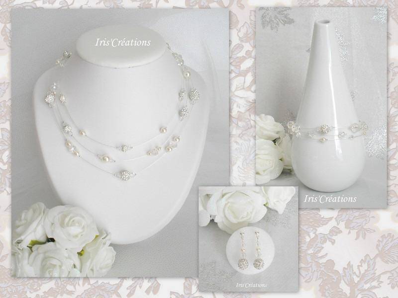 3-Stück-Elfenbein Kristall Und Strass Hochzeit Romancia von IriscreationsBijoux