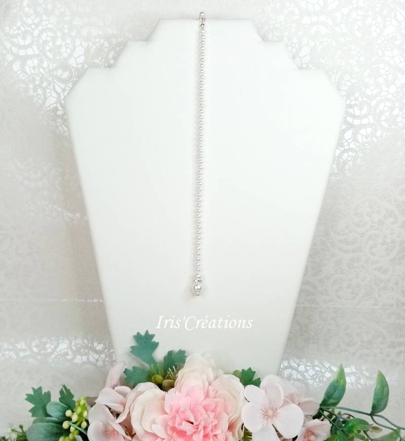 Anna-Rückenschmuck Aus Weißen Perlen Und Strasssteinen Von 13 cm Bis 20 von IriscreationsBijoux