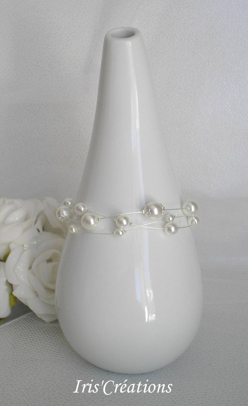 Armband Hochzeit Nouméa Aus Weißen Perlmutt Perlen von IriscreationsBijoux