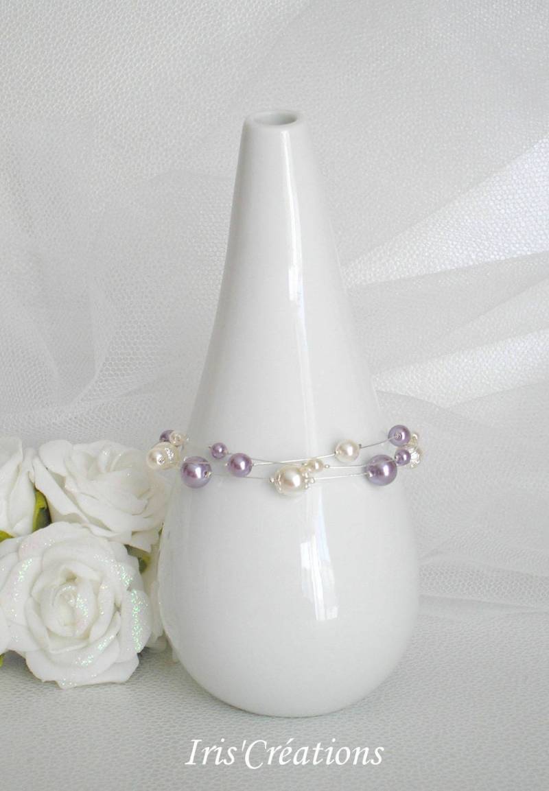 Armband Hochzeit Nouméa Perlen Elfenbein Und Parma von IriscreationsBijoux