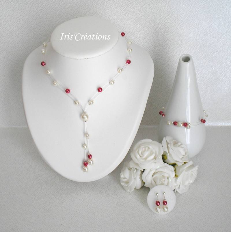 Bora 3 Stück Elfenbein Und Rotes Hochzeitsset von IriscreationsBijoux