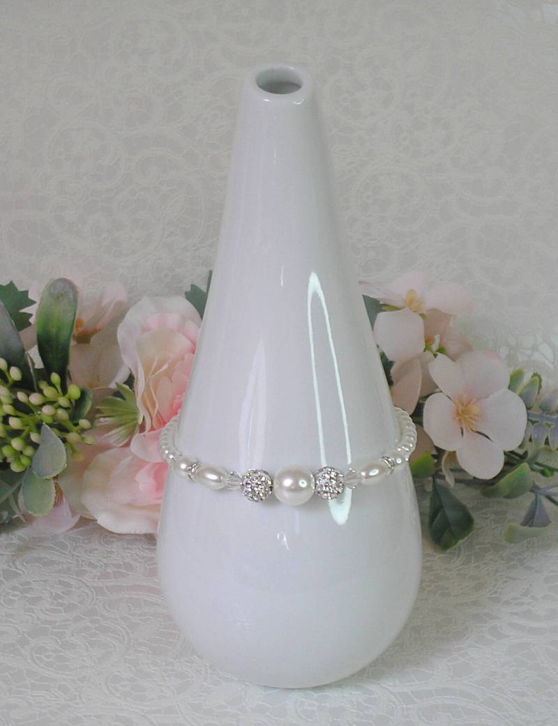 Cécilia Hochzeit Perlen Wiedergeburt Weißen Strass Und Swarovski Kristall von IriscreationsBijoux