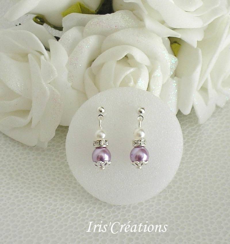 Elase Kinder Ohrringe Perlen Weiß Parma Und Strass von IriscreationsBijoux