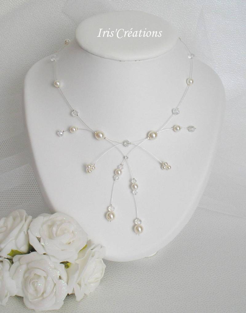 Eva Elfenbein Perlen Und Facettiertem Kristall Hochzeit Halskette von IriscreationsBijoux