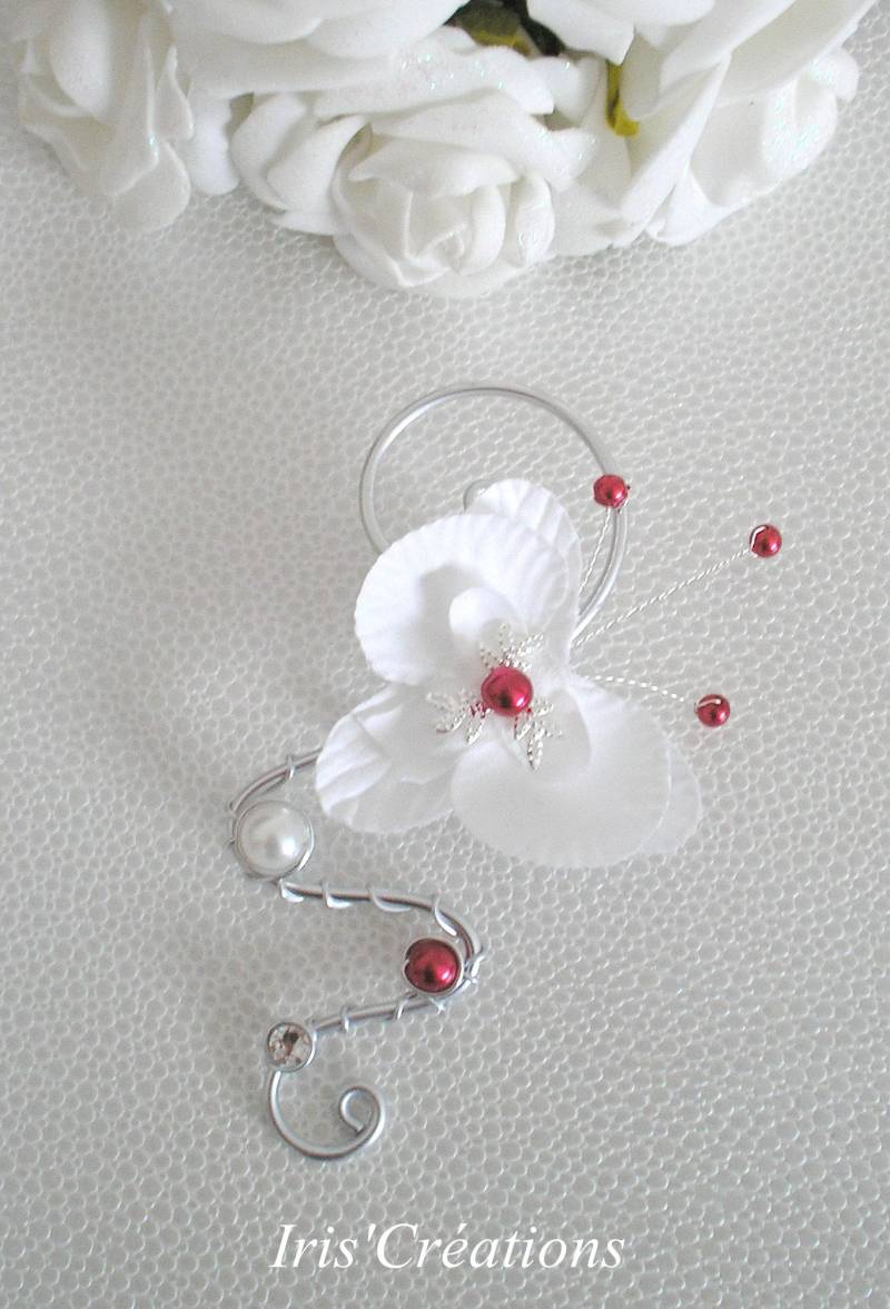 Herrenknopfloch Ref. Baccarat Weiß Orchidee Rot Und Swarovski Strass von IriscreationsBijoux