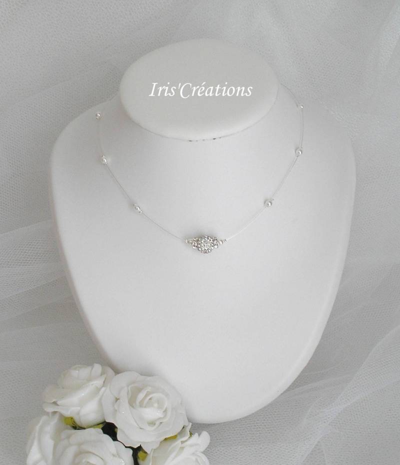 Hochzeit Diana Weißen Strasssteinen Und Renaissance Perlen Halskette von IriscreationsBijoux