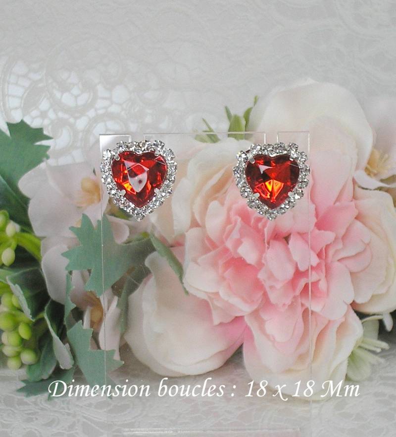 Locken Hochzeit Valéria Perlen Renaissance Weißes Herz Strasssteine Kristall Rot Und Unterlegscheibe Strassstein von IriscreationsBijoux