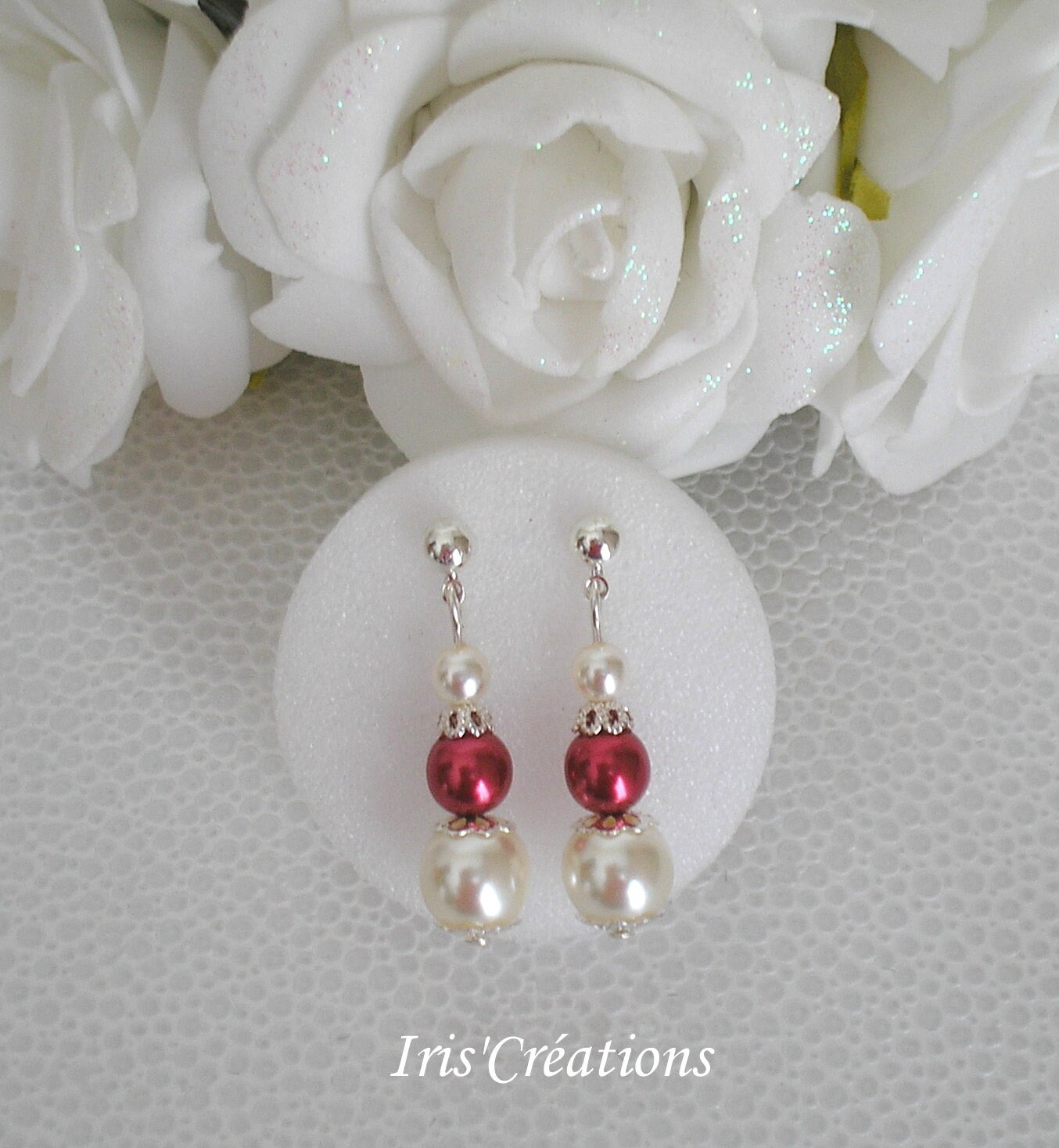 Ohrringe Von Nouméa Perlen Elfenbein Und Rot von IriscreationsBijoux