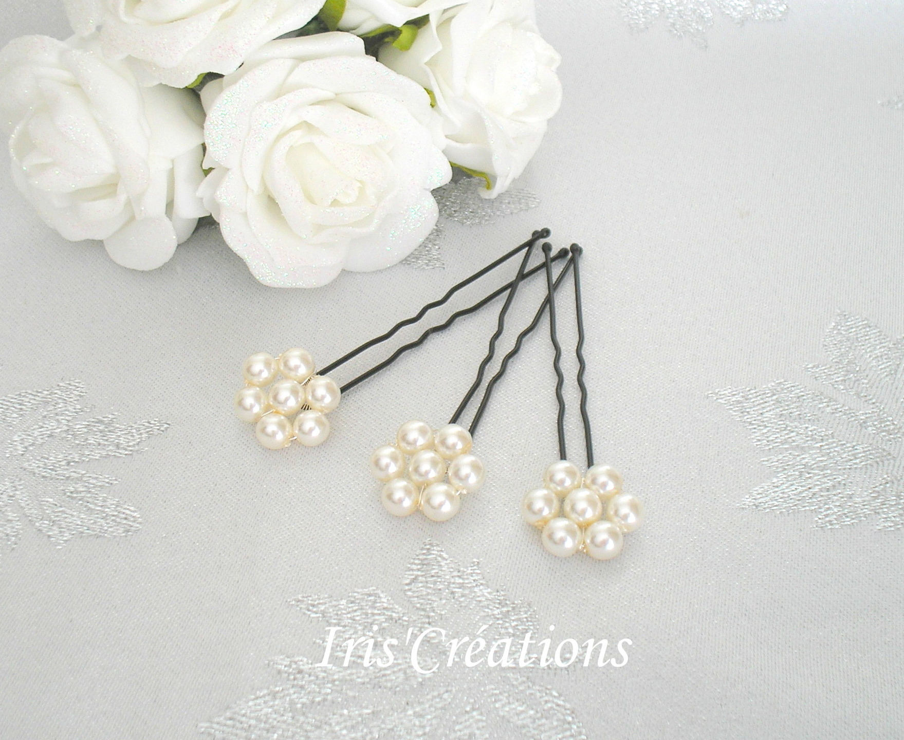 Pic Blümchen-Blume Perlen Pearly Elfenbein Die Partie Von 6 von IriscreationsBijoux