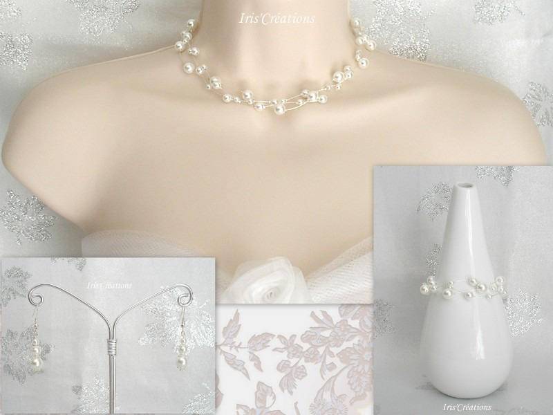 Schmuck Hochzeit Mathilda Weiße Perlen 3 Stück von IriscreationsBijoux